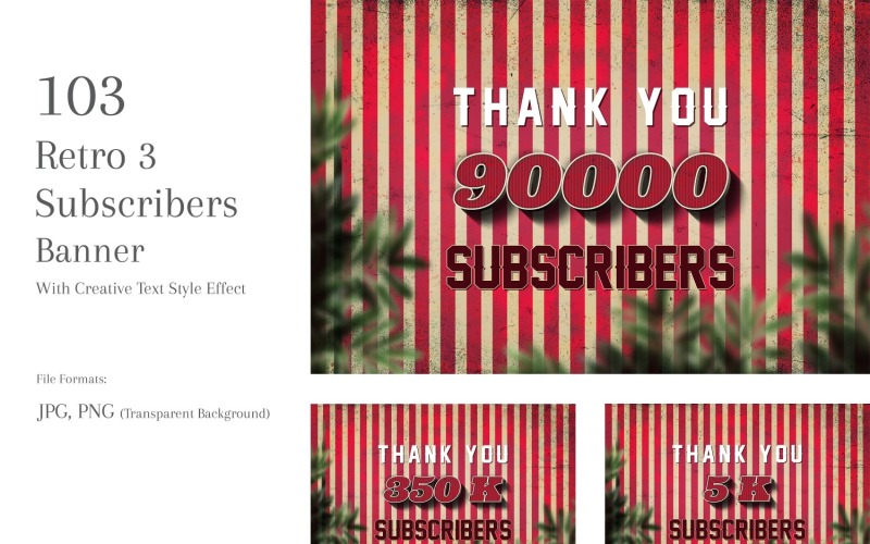 Retro 3 Subscribers Banners Design Set 90 - TemplateMonster