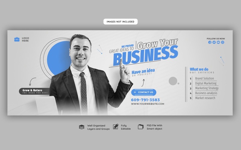 Agência de marketing digital e design de modelos de capa de mídia social corporativa