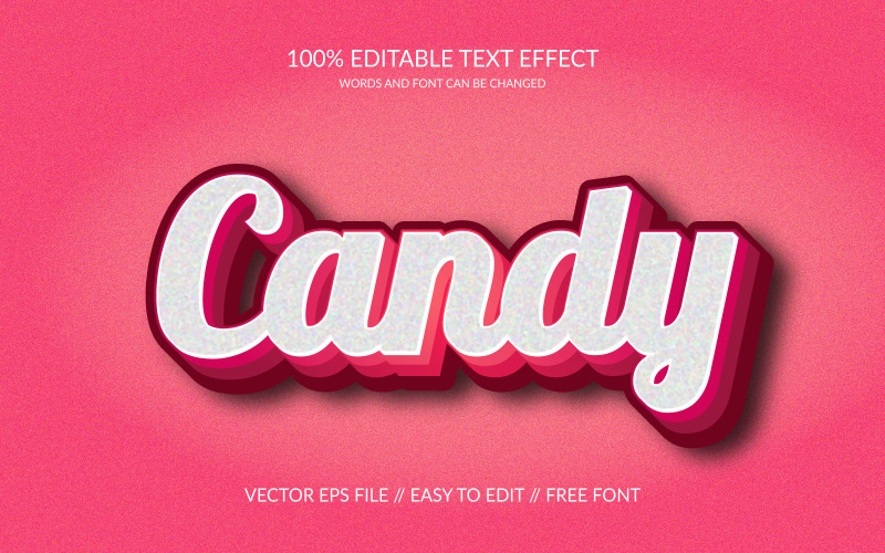 Candy 3D редактируемый векторный шаблон Eps с текстовым эффектом