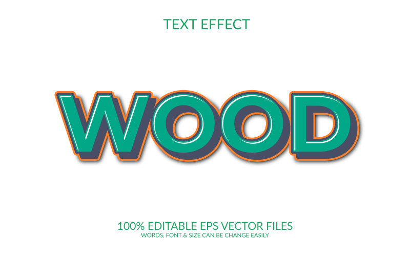 Diseño de plantilla de efecto de texto Eps vectoriales 3D de madera