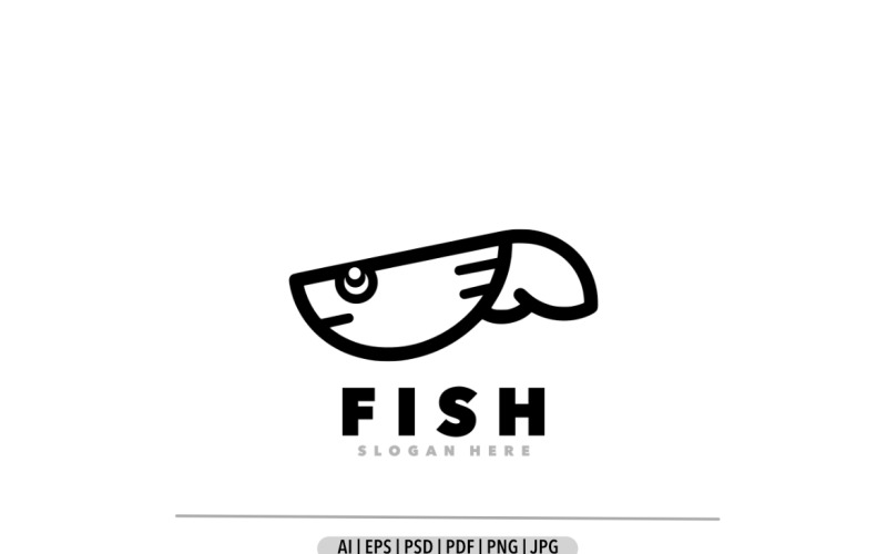 Fish line simple design logo template illustration
