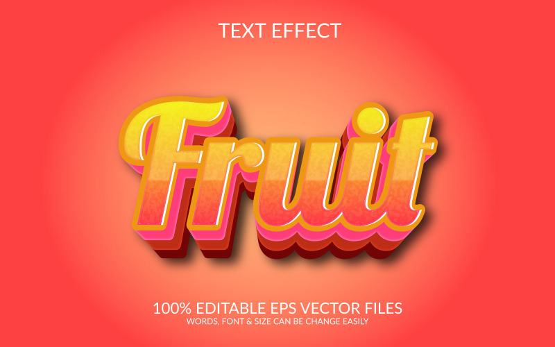 Modèle d'effet de texte EPS vectoriel modifiable en 3D de fruits