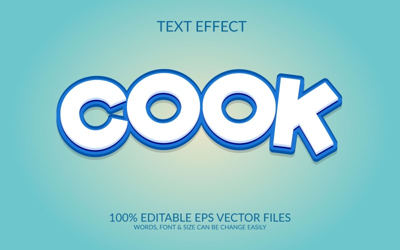 Modelo de efeito de texto EPS de vetor editável 3D Cook
