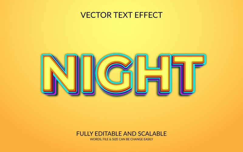 Night 3D Editable Vector Eps Text Effect Template