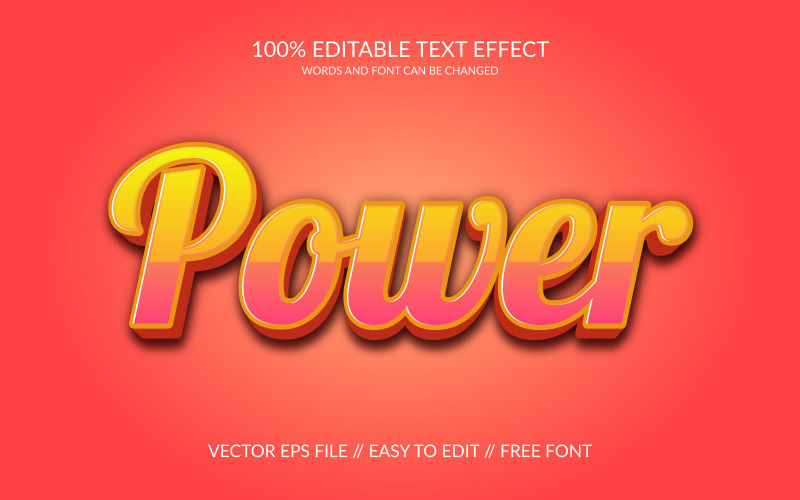 Power 3D Düzenlenebilir Vektör Eps Metin Efekti Şablonu