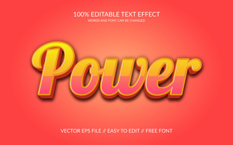 Šablona efektu Power 3D vektoru Eps Text