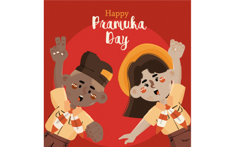 Tecknad Pramuka Day Illustration
