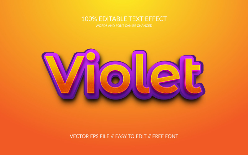 Violett 3D redigerbar vektor Eps-texteffektmall