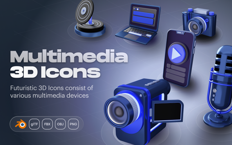 Devicely - zestaw ikon 3D multimediów i urządzeń
