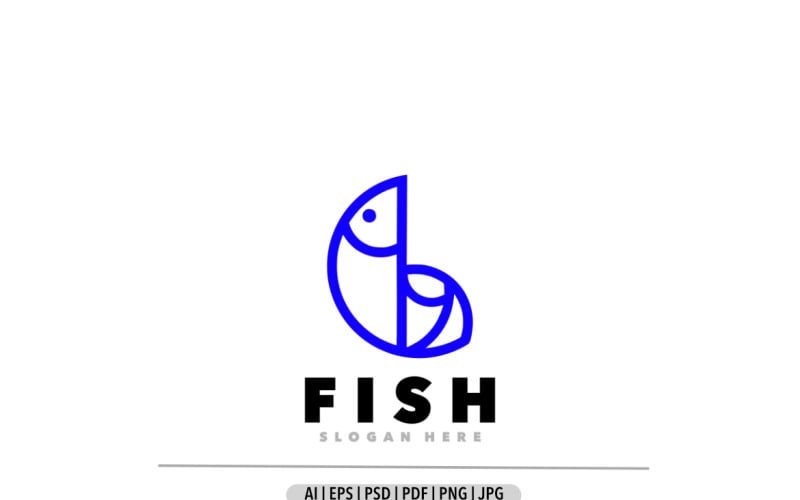 Einzigartiges Fischlinien-Design-Logo