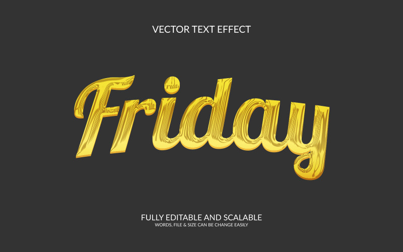 Fredag 3D redigerbar vektor Eps texteffektmall