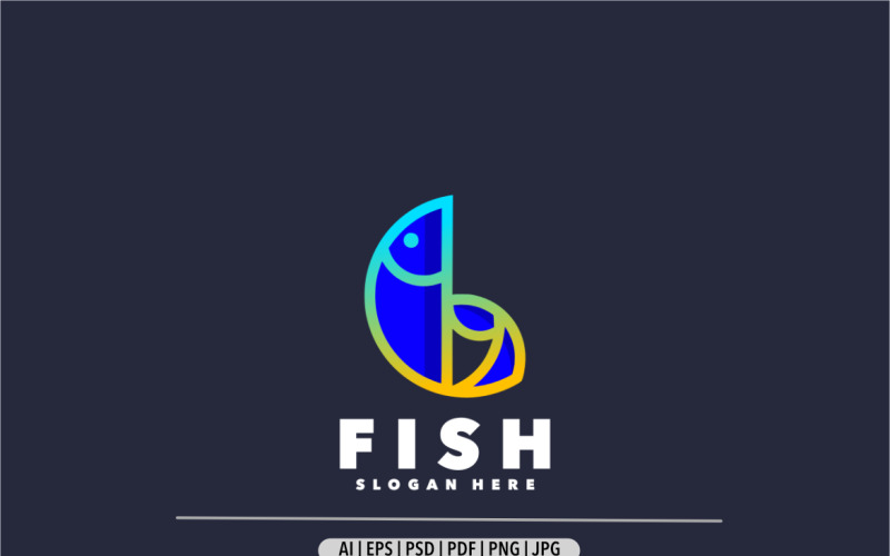 Plantilla de diseño de logotipo degradado de pescado