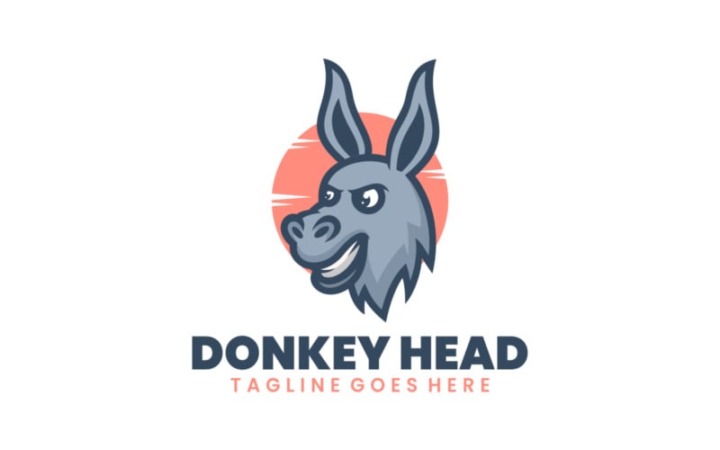 Logo de dessin animé de mascotte de tête d'âne