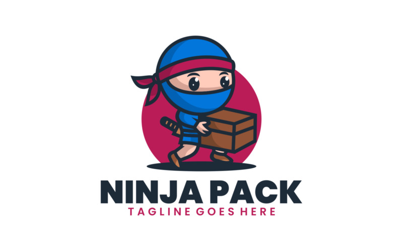 Logo de dessin animé de mascotte Ninja Pack