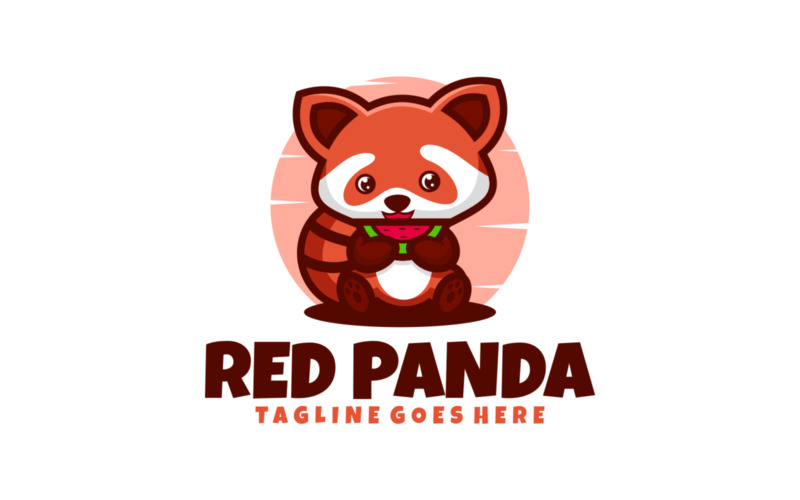 Rode panda mascotte cartoon logo ontwerp