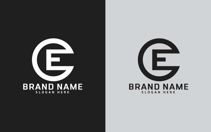 Design de logotipo em forma de círculo com letra E da marca - Identidade da marca