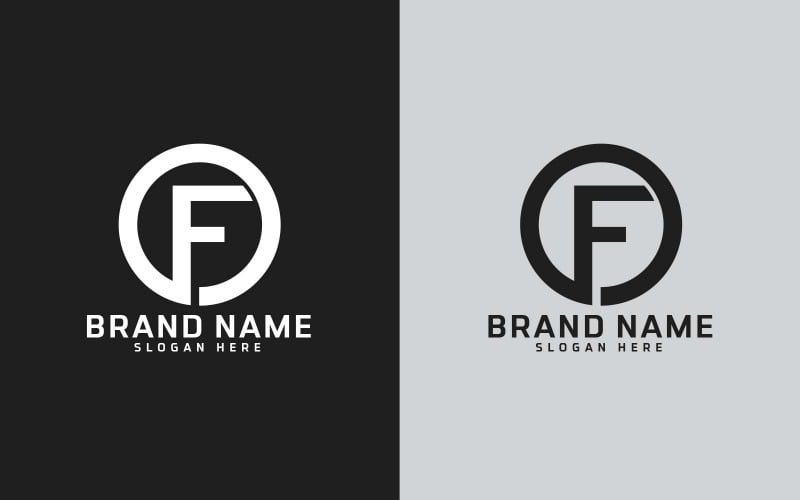 Design de logotipo em forma de círculo com letra F da marca - Identidade da marca