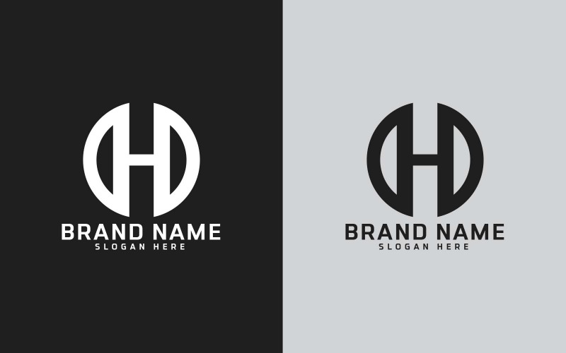 Design de logotipo em forma de círculo com letra H da marca - Identidade da marca