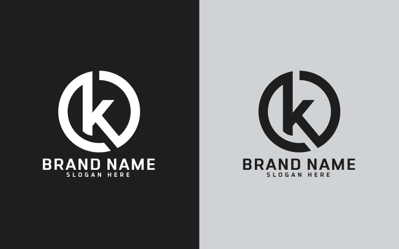 Design de logotipo em forma de círculo com letra K da marca - Identidade da marca