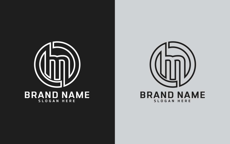 Design de logotipo em forma de círculo com letra M da nova marca - letra pequena