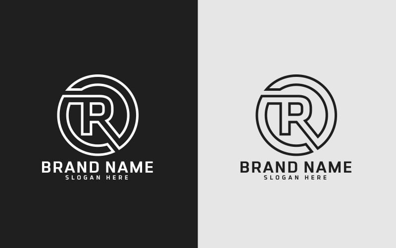Diseño de logotipo de forma de círculo de letra R de marca