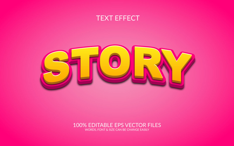 Historia 3D Editable Vector Eps Plantilla de efectos de texto