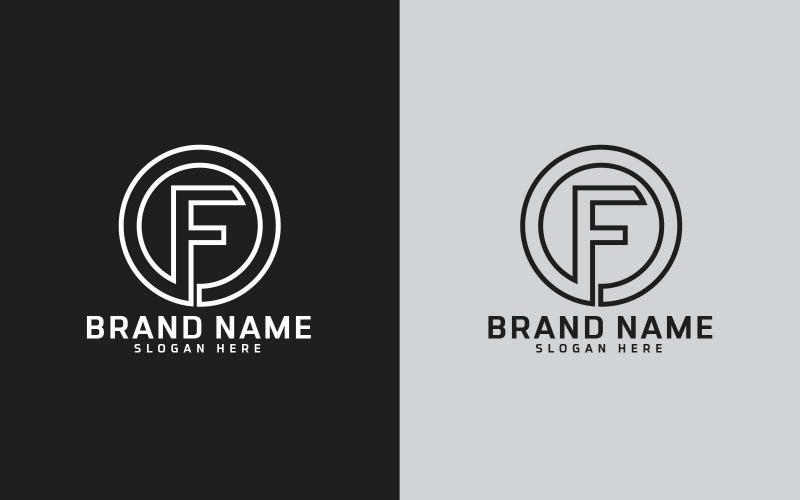 Marchio F lettera Circle Shape Logo Design
