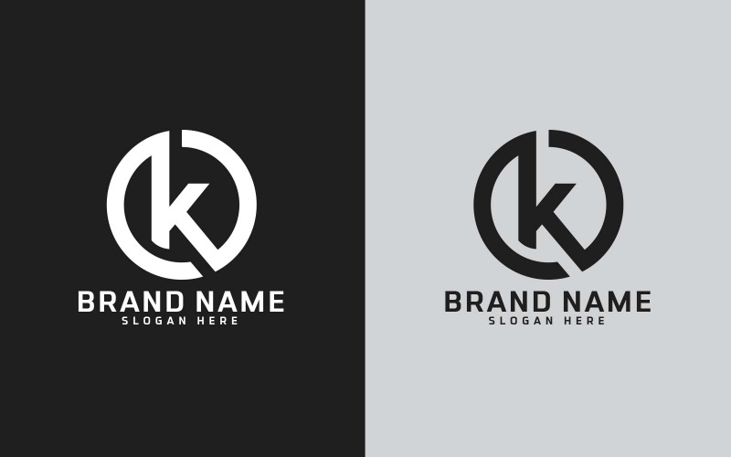Marka K litera koło kształt Logo Design - tożsamość marki