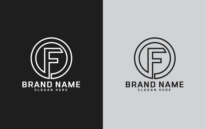 Märke F bokstaven Cirkel Form Logo Design