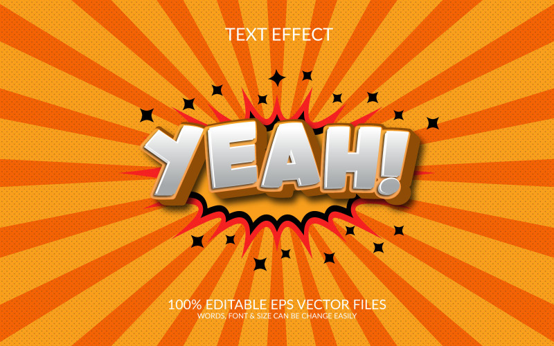 Ouais Modèle d'effet de texte EPS vectoriel modifiable 3D