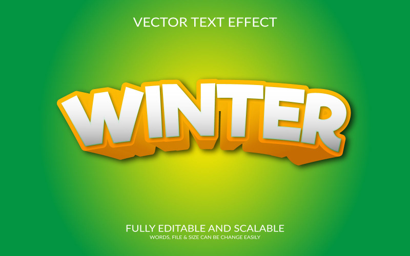 Vinter 3D redigerbar vektor Eps texteffektmall