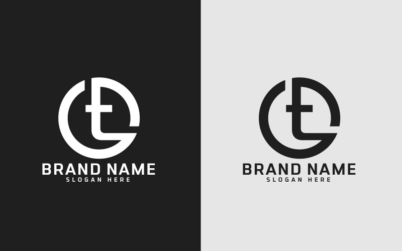 Design de logotipo em forma de círculo com letra T da marca - LETRAS PEQUENAS