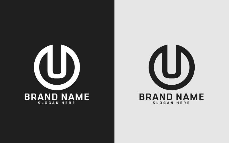 Design de logotipo em forma de círculo com letra U da marca - Identidade da marca
