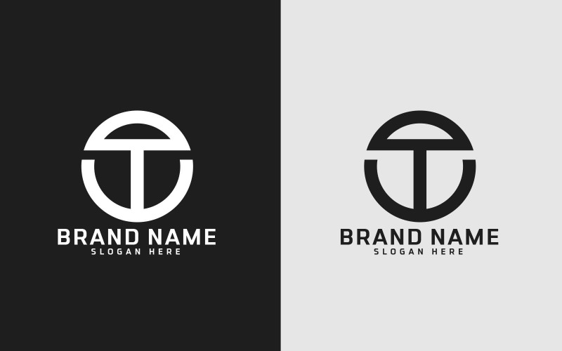 Diseño de logotipo de forma de círculo de letra T de marca