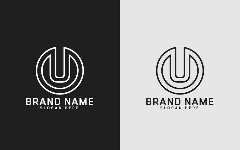 Diseño de logotipo de forma de círculo de letra U de marca