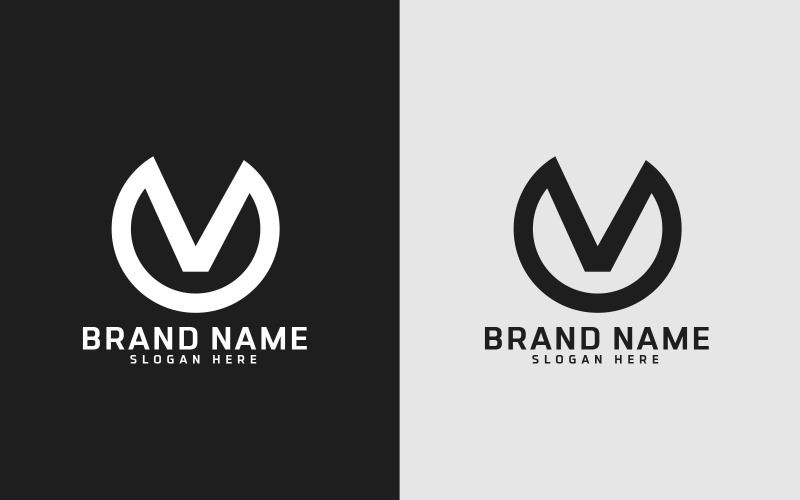 Marca V letra Forma de Círculo Diseño de Logotipo - Identidad de Marca