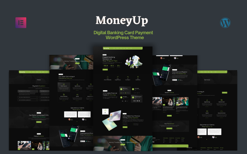 MonyUp - Digital Banking & Kortbetalningstjänster WordPress-tema