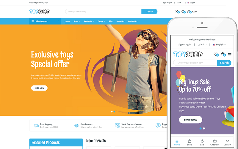 Negozio di giocattoli - Negozio di giocattoli per bambini Tema WordPress WooCommerce