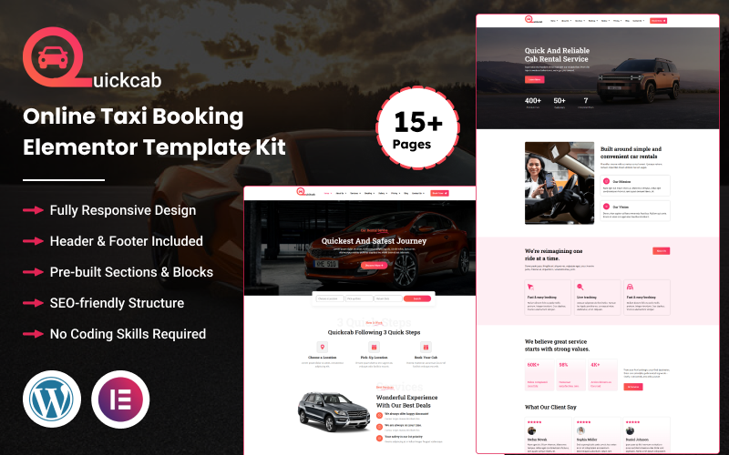 Quick Cab - Online Taxi Booking Elementor Template Kit