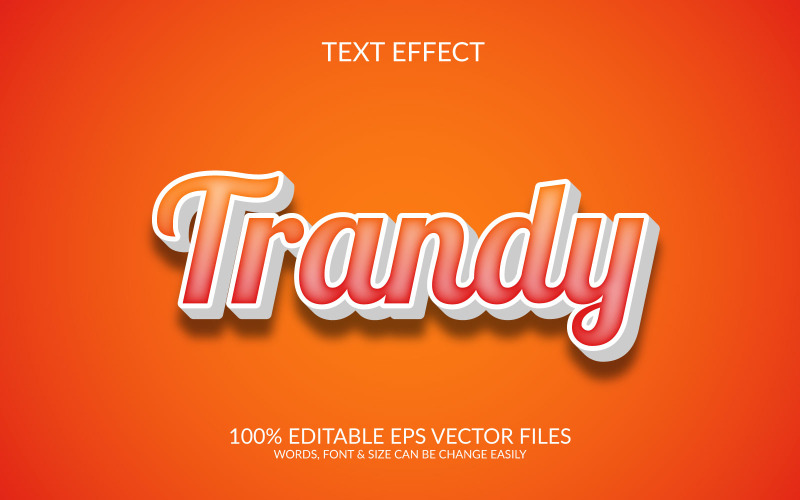 Trandy 3D Editable Vector Eps Modello effetto testo