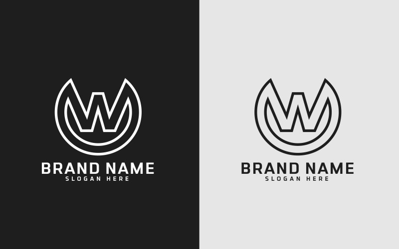 新品牌W字母圆形标志设计-品牌标识