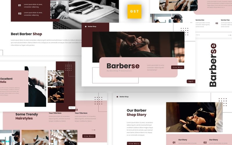 Barberse — Modello per presentazioni Google del negozio di barbiere