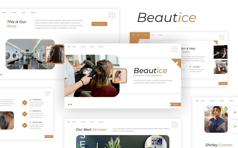 Beautice — Salon ve Saç Bakımı Google Slaytlar Şablonu