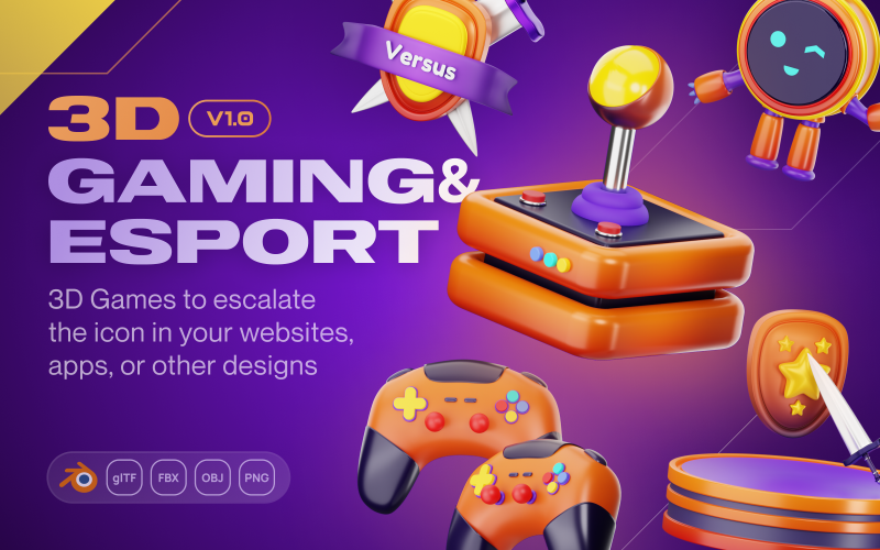 Hravě - Hry a Esports 3D sada ikon