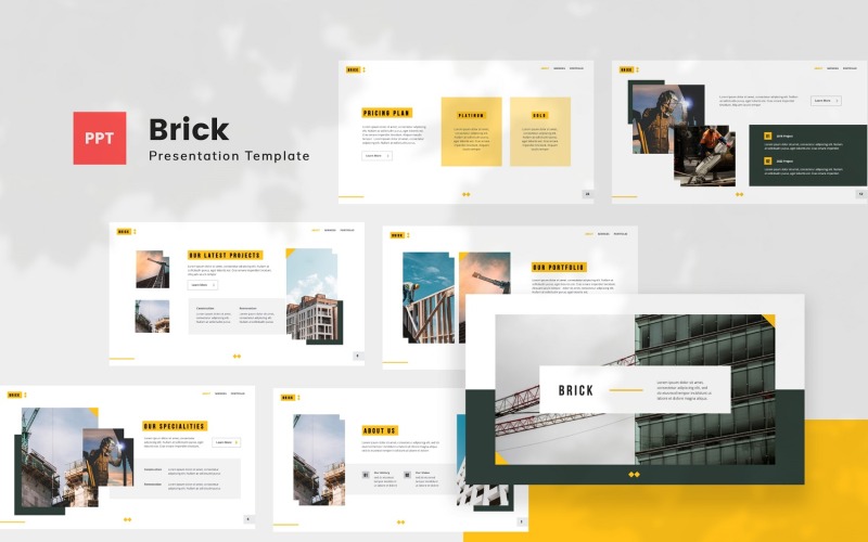 Ladrillo — Plantilla de Powerpoint de construcción