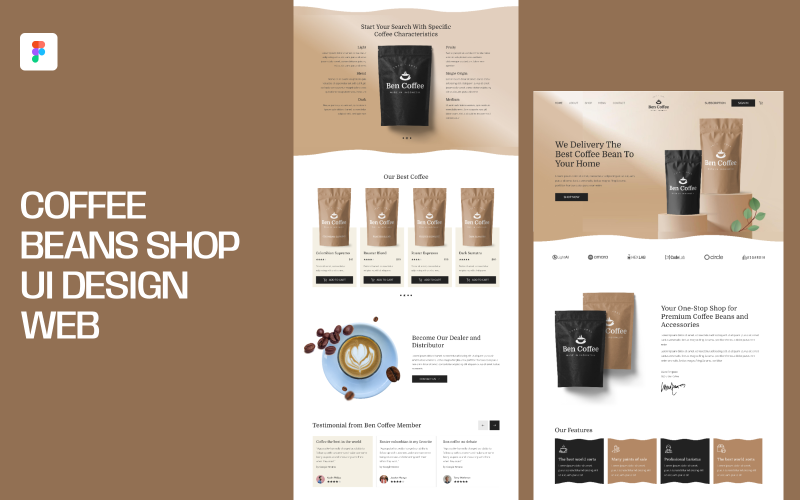 Web di progettazione dell'interfaccia utente del negozio di chicchi di caffè