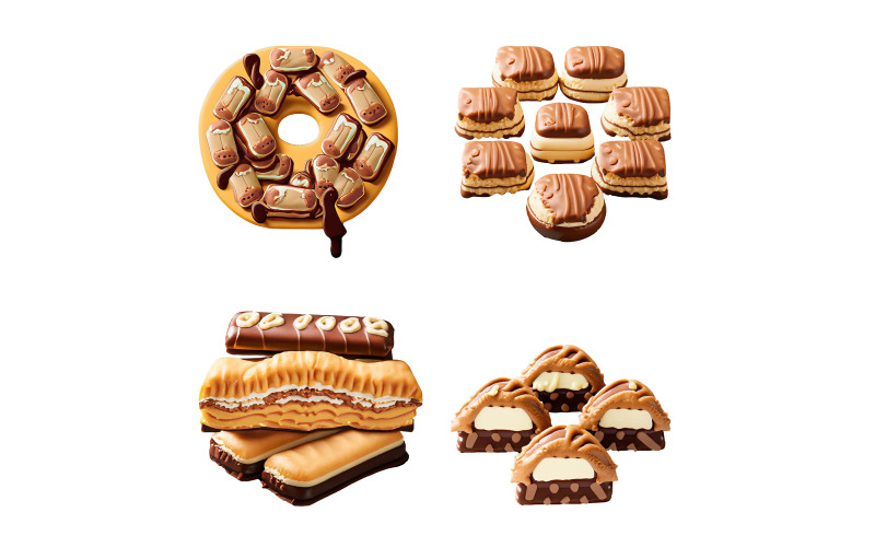 Alfabeto feito de Snickers isolado no fundo branco.