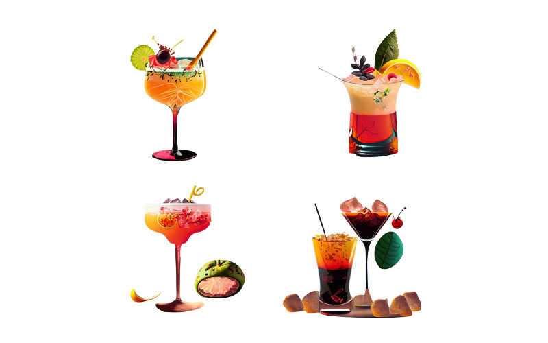 Alkoholos koktélkészlet. Alkoholos italok gyűjteménye. vektoros illusztráció.