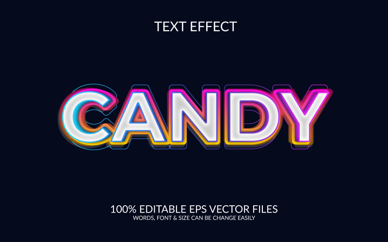 Candy 3D Vector Полностью редактируемый текстовый эффект Eps