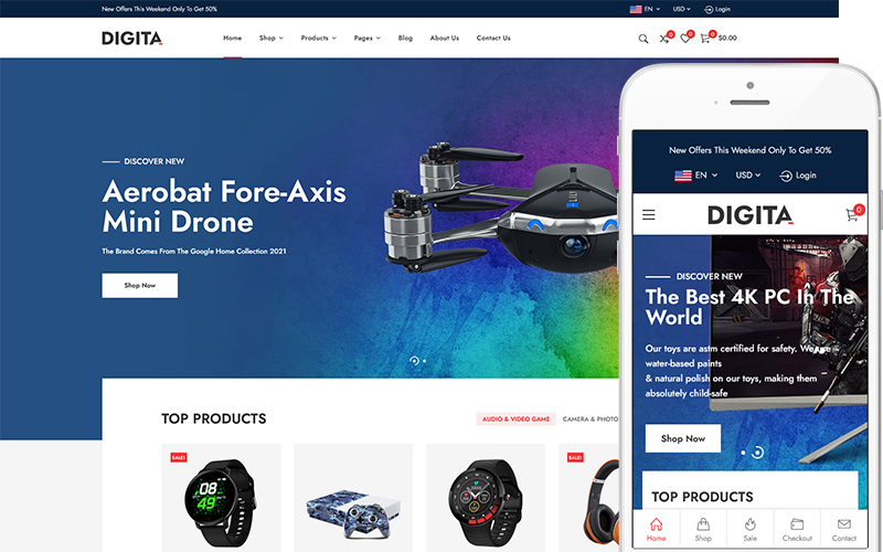Digita - 数字电子商店 WooCommerce WordPress 主题